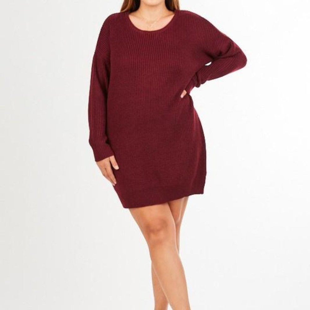 Cable Knit Twist Back Sweater Dress